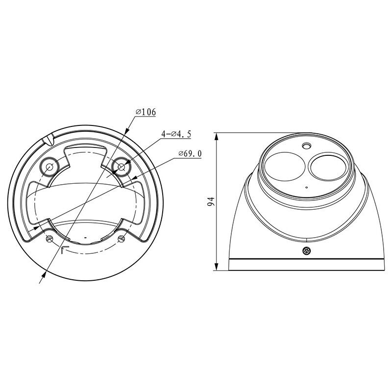 Telecamera videosorveglianza mini dome 4mp ottica fissa HDCVI OEMdahua