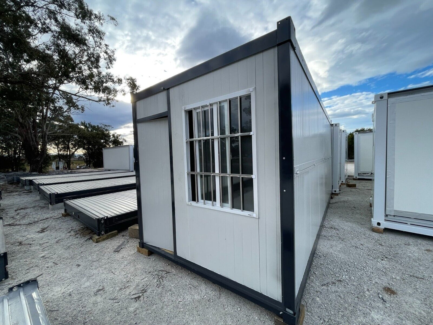 monoblocco prefabbricato mobile, ufficio temporaneo, container pieghevole, 14mq