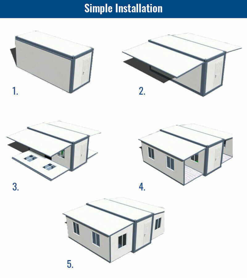 Casa prefabbricata mobile 36 mq con 2 camere da letto, wc, doccia, cucina modulo