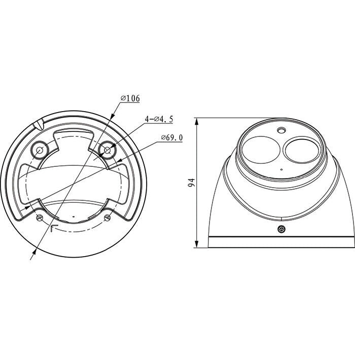 Telecamera TVCC videosorveglianza IP 4mp mini dome ottica fissa EpoE OEMdahua